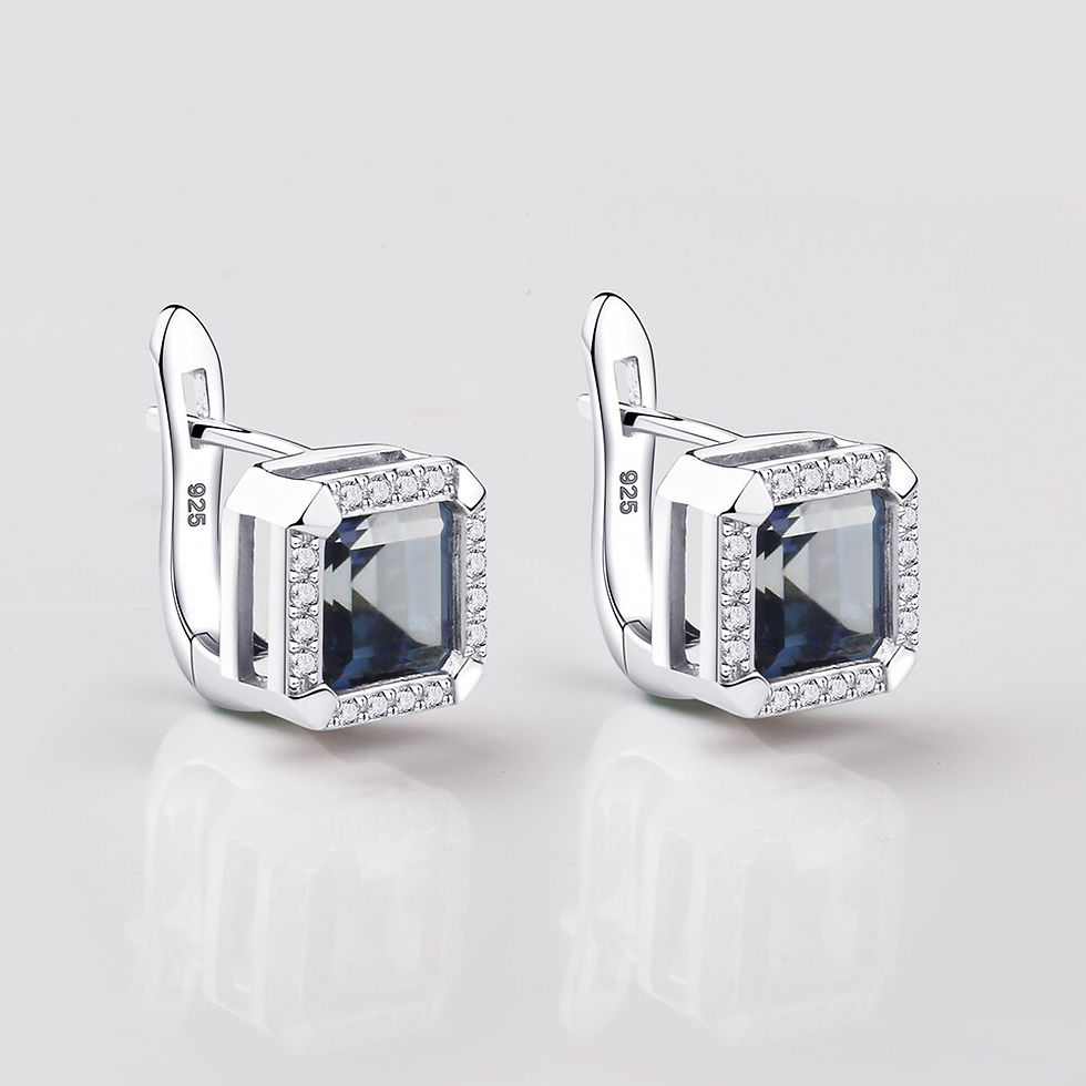 Thumbnail: Gem's Ballet 3.77Ct Natural Iolite Blue Mystic Quartz Gemstone Clip Earrings 92