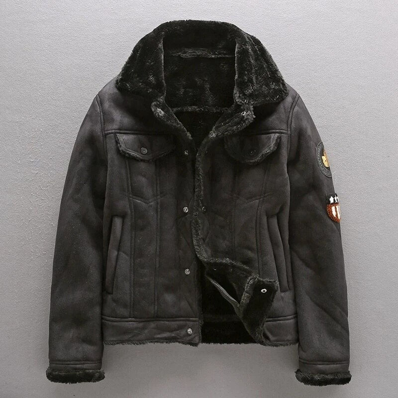 Thumbnail: 2023 Jacket Tactical Faux Leather Jackets Outwear Fleece Coats Fur Inner Windbr