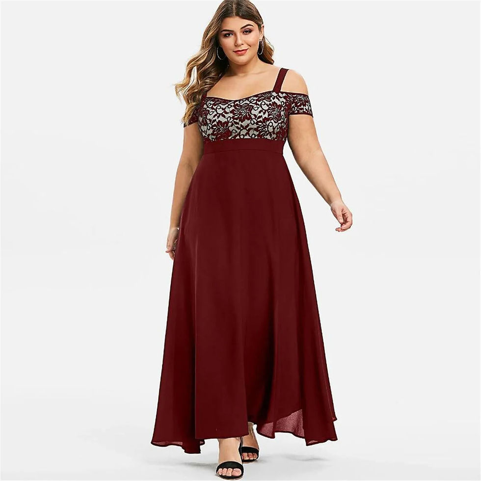 Thumbnail: Plus Size Women Plus Size Cold Shoulder Floral Lace Maxi Party Evening Camis Lo