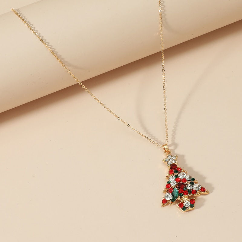 Thumbnail: 2023 New Occidental Fashion Christmas Tree Jewelry Set Necklace, brooch, ring,