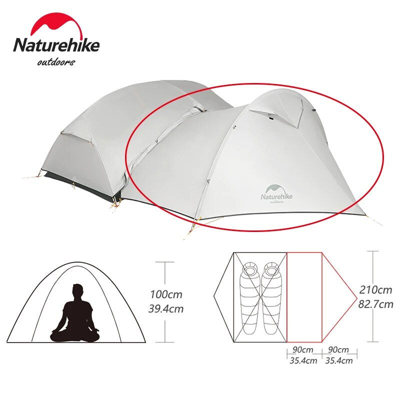 Imej kecil: Naturehike Mongar 2 Tent 2 Person Backpacking Tent 20D Ultralight Travel Tent W