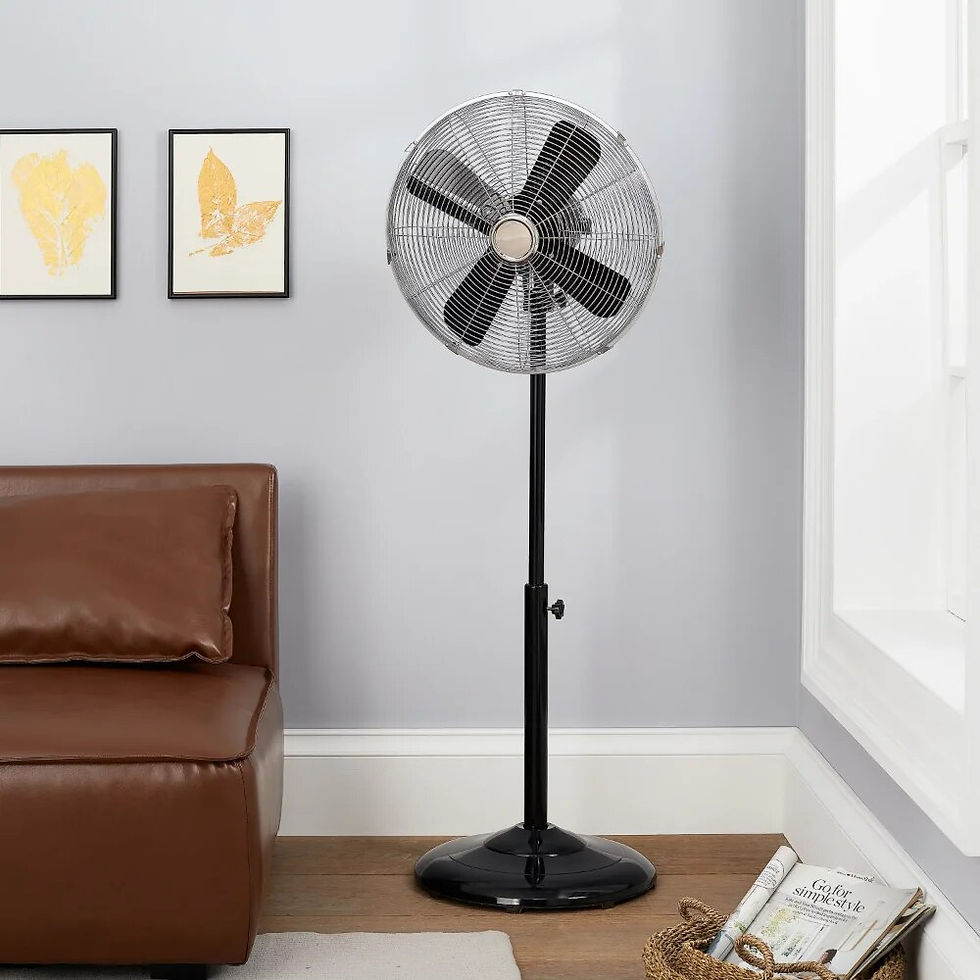 Thumbnail: 16'' Retro 3-Speed Metal Standing Fan, Black Rechargeable Fan