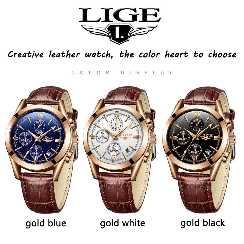 Thumbnail: New Fashion Mens Watches Top Brand Luxury Military Quartz Watch Man Premium Lea