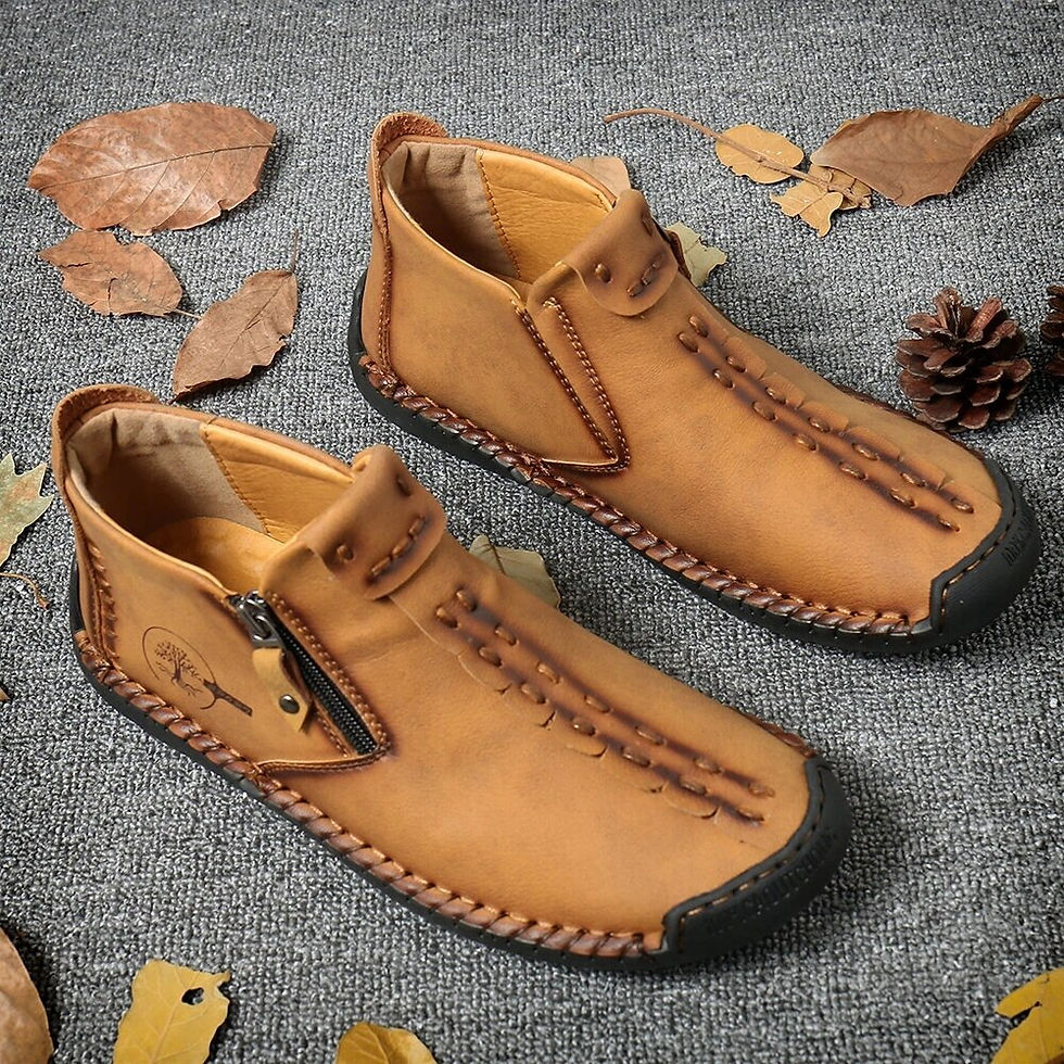 Μικρογραφία: Handmade Leather Men Shoes Casual Slip on Loafers Breathable Leather Shoes Men