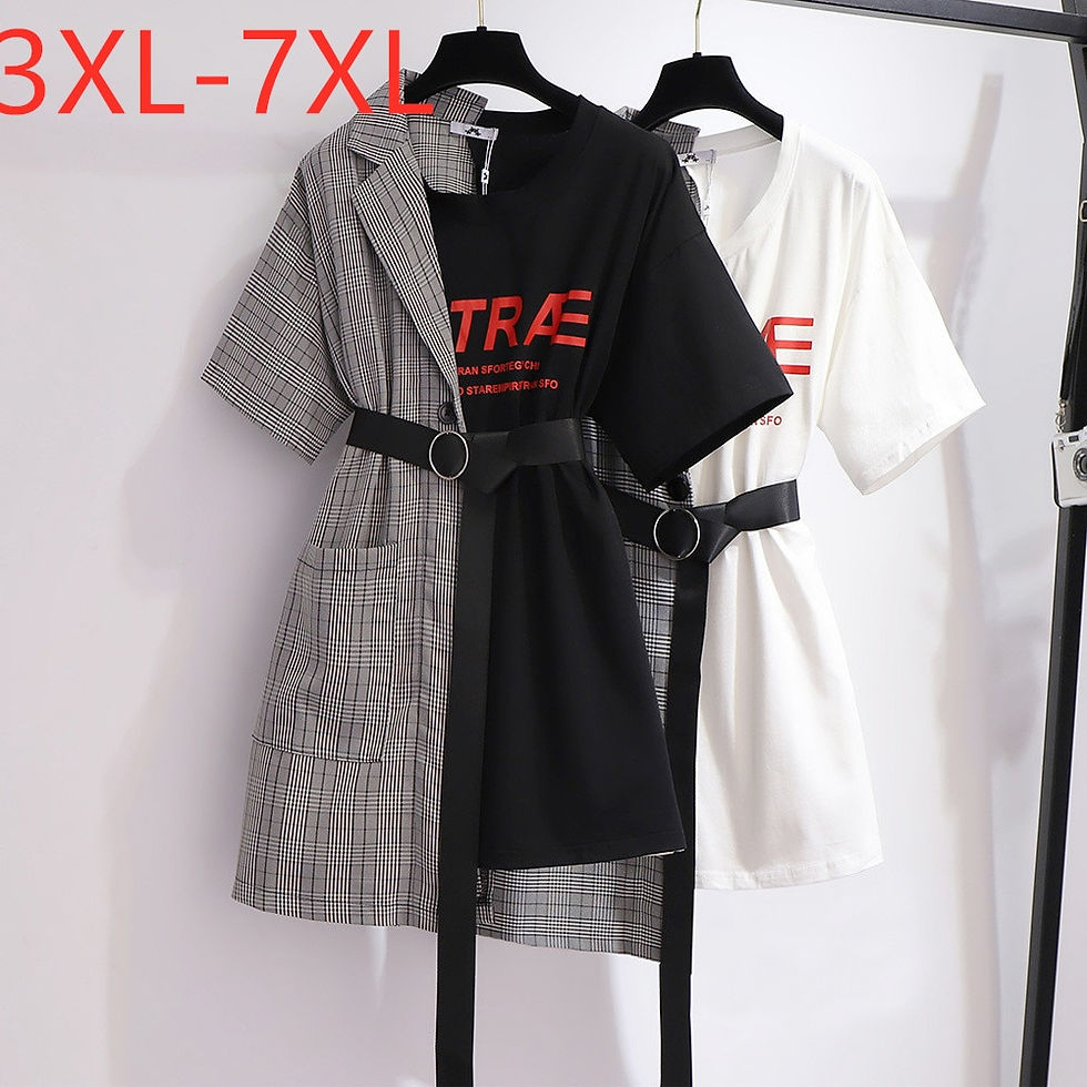 Imej kecil: New 2021 Summer Plus Size Mini Dress For Women Large Short Sleeve Loose Casual