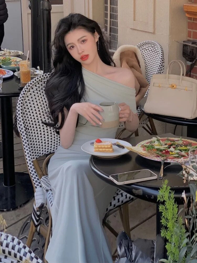 Thumbnail: Women Elegant Long Dress Summer Fashion Off Shoulder Chic Bodycon Evening Party