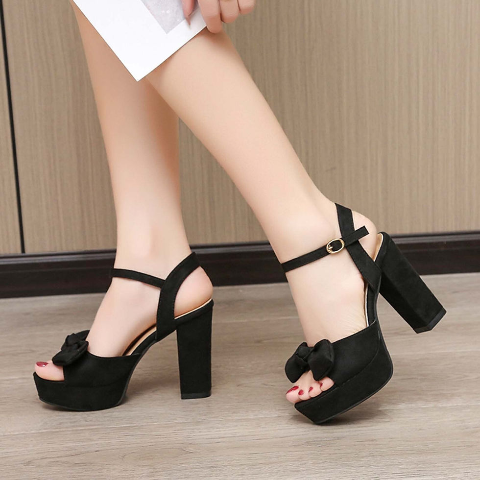 Thumbnail: Summer Women High Heels Buckle Band Fish Mouth Bow Thick Heel High Heel Pumps S