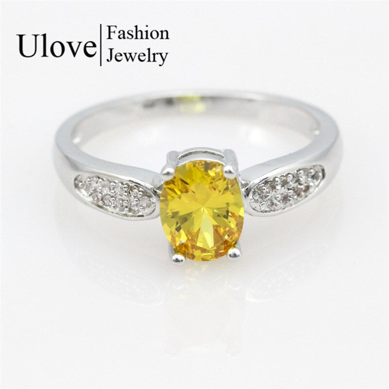 Thumbnail: US STOCK Uloveido 6 Colors Rainbow Rings for Women Silver Color Engagement