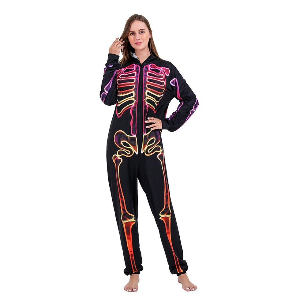 Thumbnail: Halloween Skeleton Jumpsuit Pajama Set Family Matching Outfit Party Costume