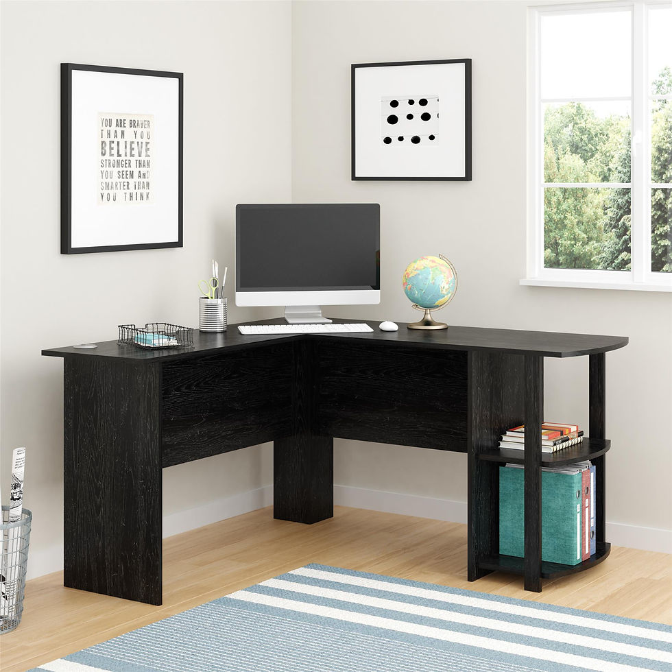 Thumbnail: Dominic L Desk with Bookshelves, MDF,Paper,PB