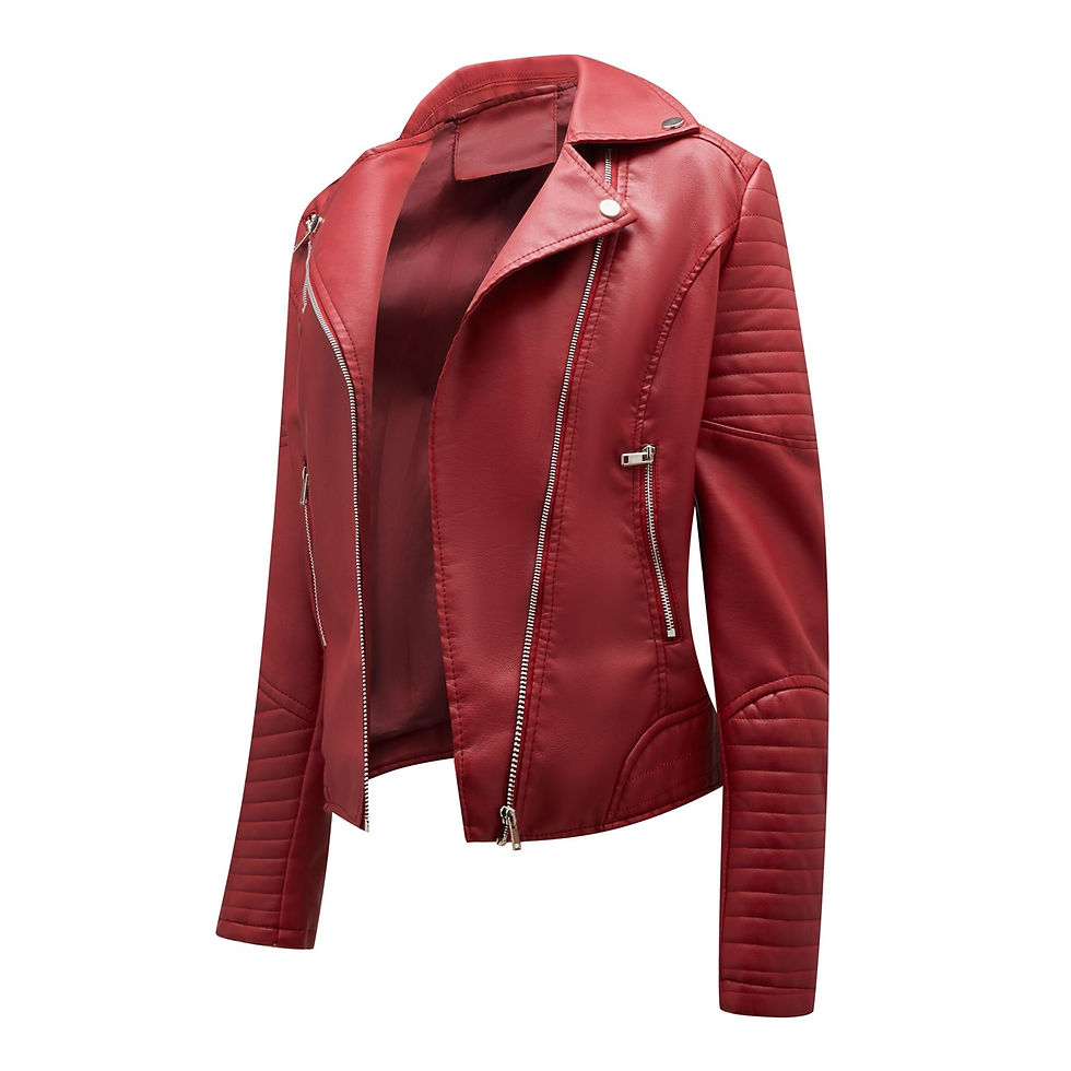 Миниатюра: Women Dress Jackets Women's Casual Jacket Solid Faux Leather Pocket Baseball Mo