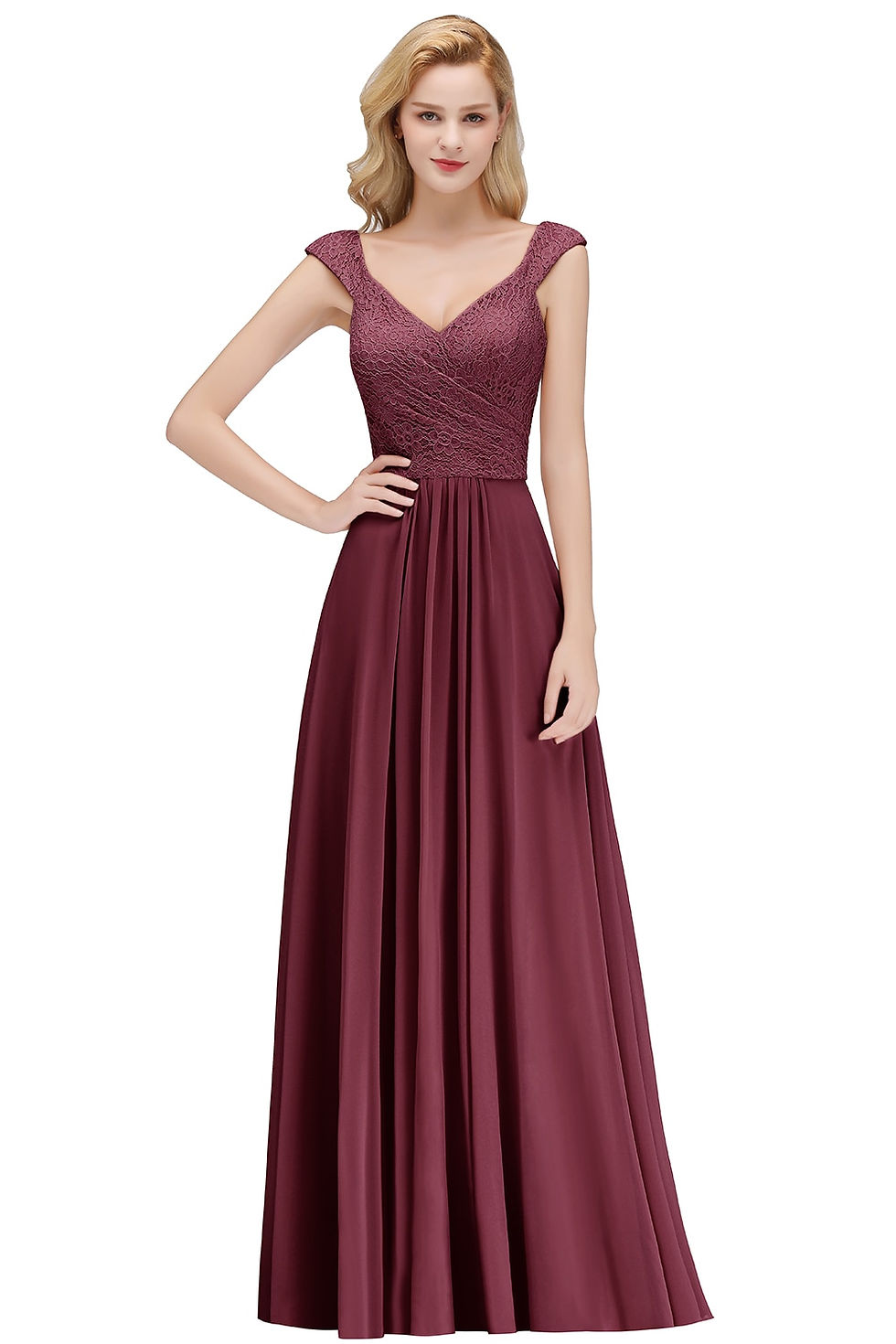 Thumbnail: BABYONLINE Bridesmaid Gown Sexy Sweetheart Neckline  A-line Skirt Chiffon Boho