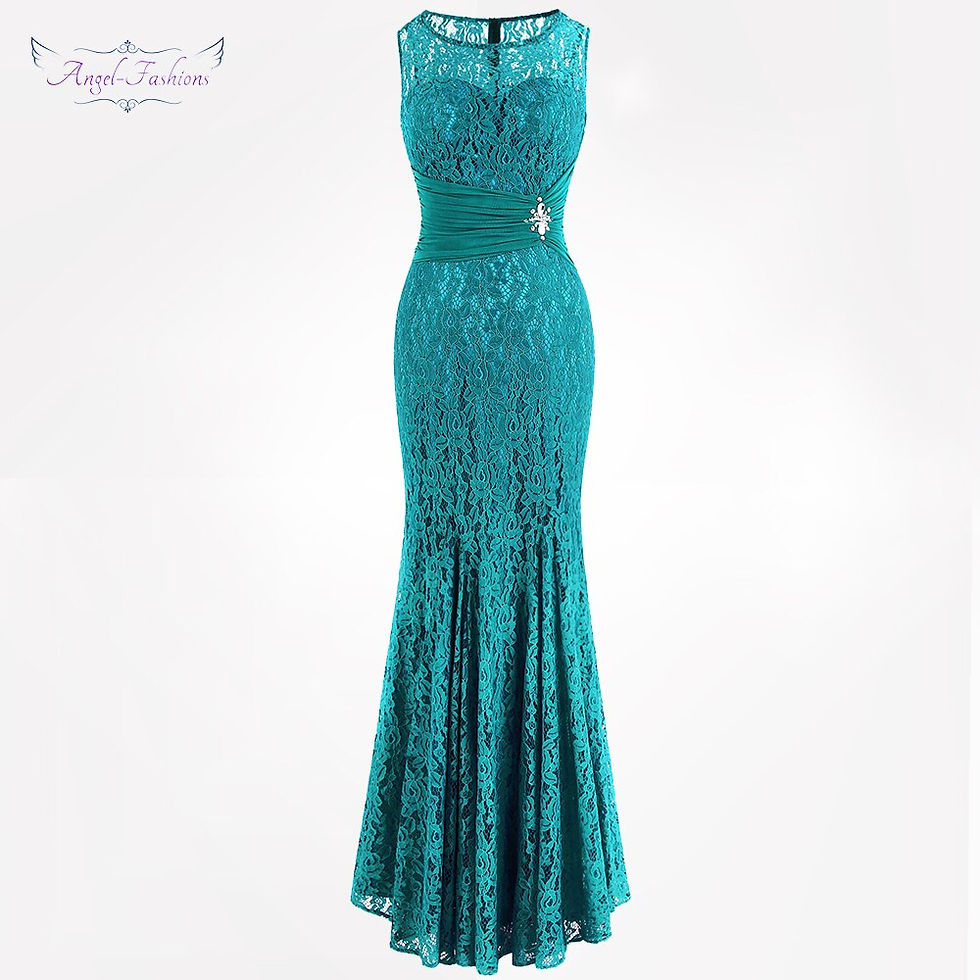 Thumbnail: Angel-fashions Women's Sheer Evening Dresses Long Pleated Beading Floral
