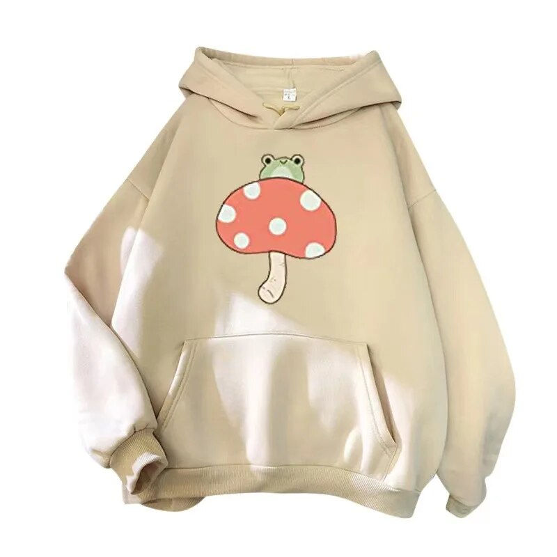 Thumbnail: Women Korean Hoodies Graffiti Print Mushroom Frog Plus Size Sweatshirt Y2k Hara