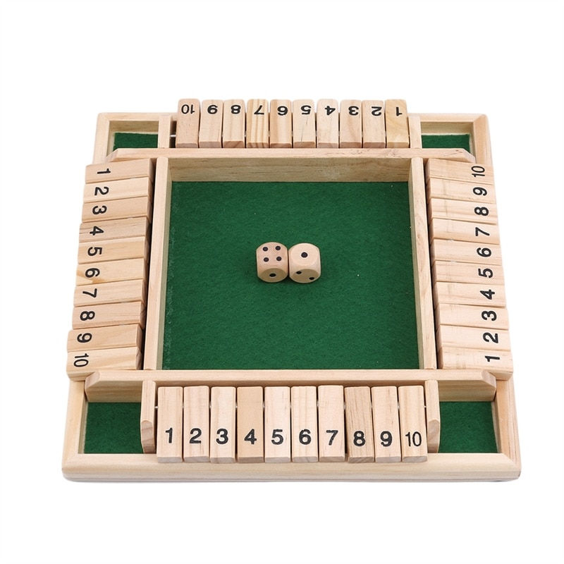 Thumbnail: Deluxe Four Sided 10 Numbers Shut The Box Board Game Set Dice Party Club Drinki