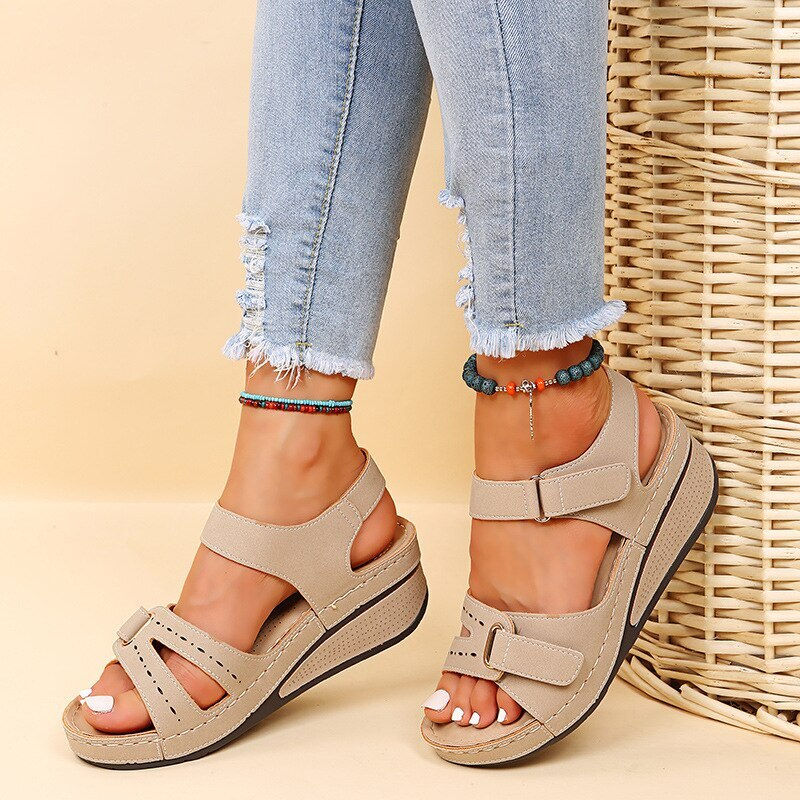 Thumbnail: Women Sandals Soft Stitching Ladies Comfortable Flat Open Toe Beach Shoes Footw