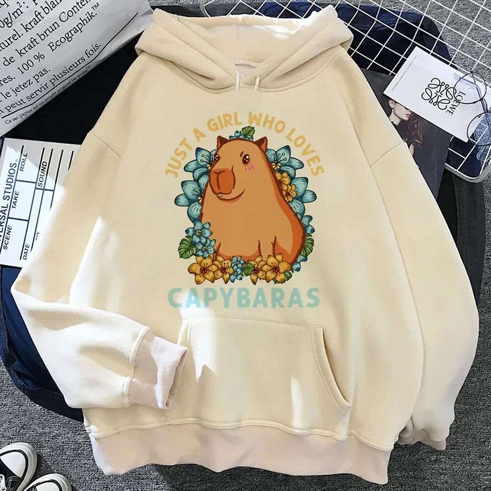 Thumbnail: Plus Size Kawaii Capybara Print Hoodies Women Male Autumn Winter Y2k Aesthetic