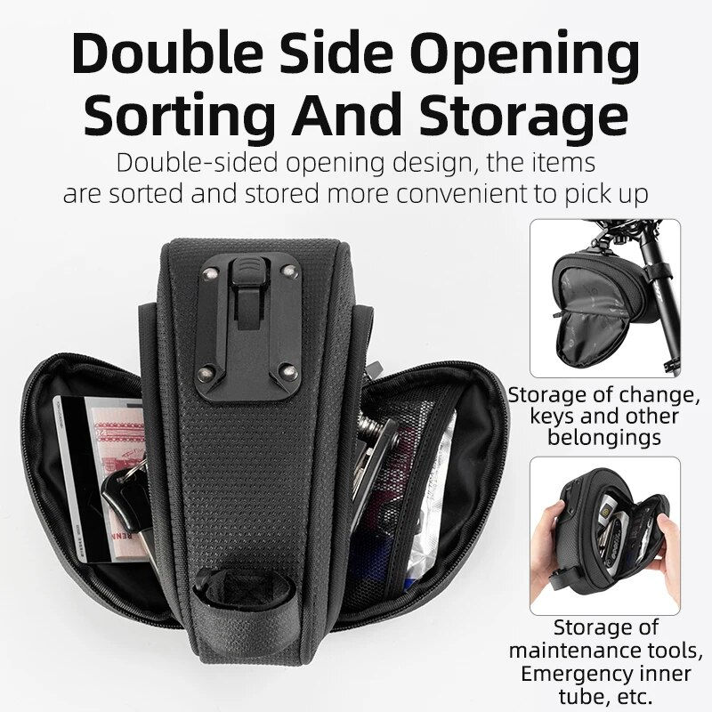 Thumbnail: ROCKBROS Rainproof Bicycle Bag Shockproof Bike Saddle Bag For Refletive Rear La