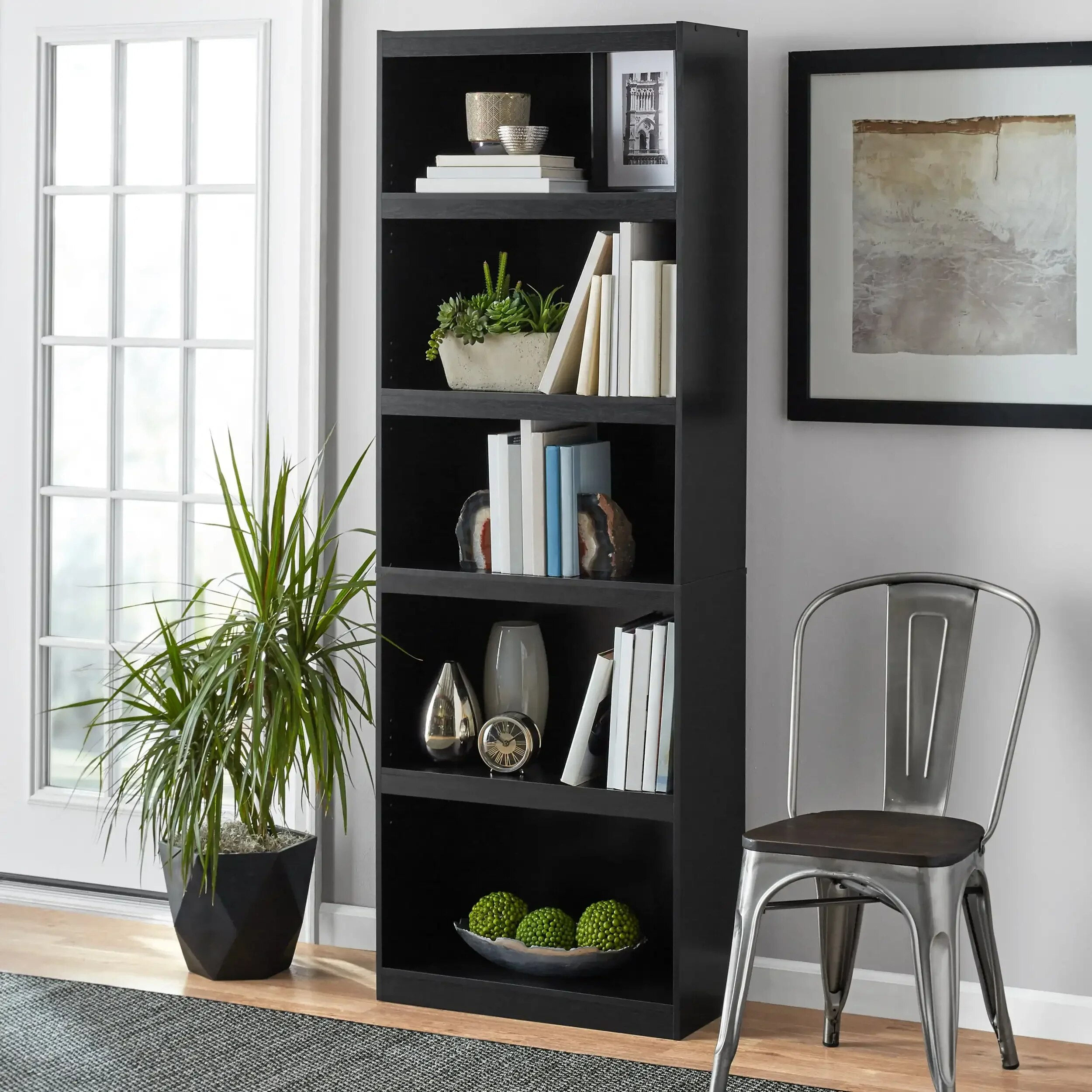 Framed 5-Shelf Bookcase, Household Shelving, Multistory, Living Room, Storage