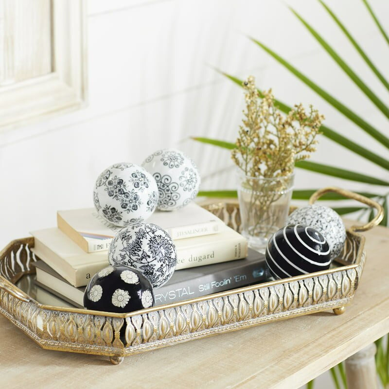 Thumbnail: 3"  Decorative Ceramic Orbs & Vase Filler with Varying Patterns (6 Count)