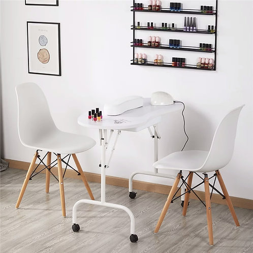 37-inch Folding Manicure Table with Client Wrist Pad and Carrying Case White Na