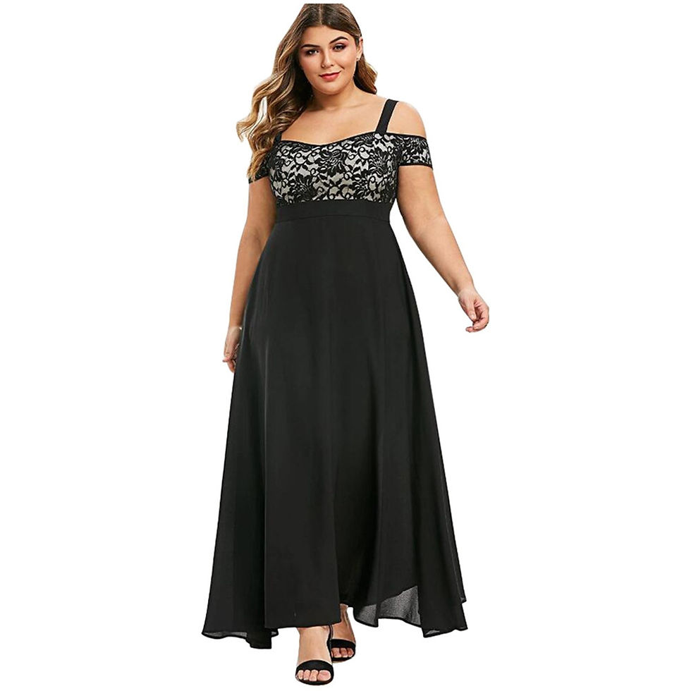 Thumbnail: Plus Size Women Plus Size Cold Shoulder Floral Lace Maxi Party Evening Camis Lo