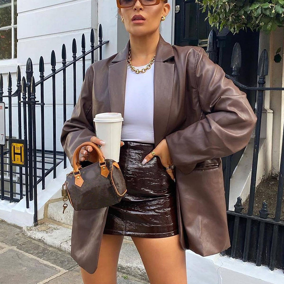 Thumbnail: Fashion Women Solid Colors Long Sleeve Turn-down Collar Faux Leather Jacket Cas