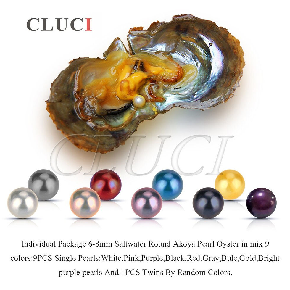 Thumbnail: CLUCI 50pcs Mixed 9 Colors Round Akoya Single and Twins Pearl Oyster 6-8 Mm Rai