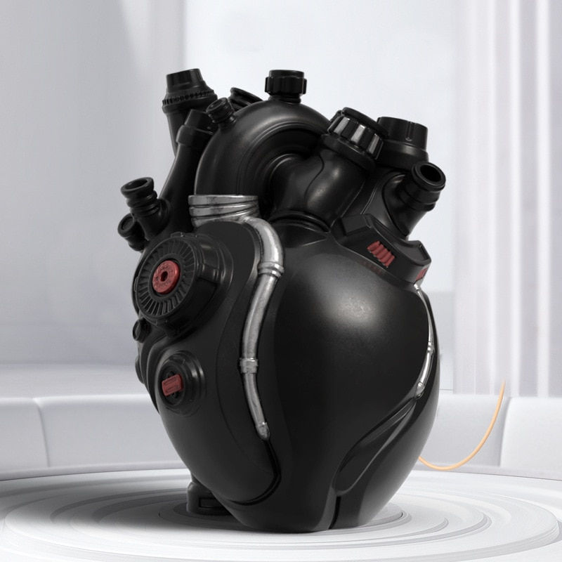 Thumbnail: Resin Heart Vase Cyberpunk Technology Style Flower Container Pots Sculpture Des