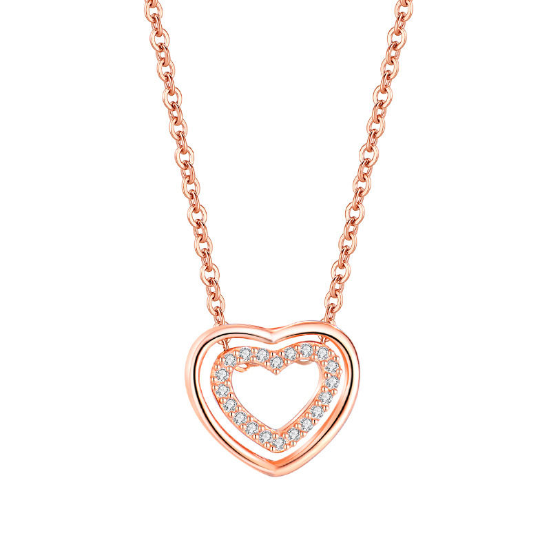 Thumbnail: S925 Sterling Silver Heart To Heart Pendant Necklace