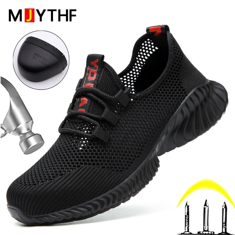 Breathable Men Work Shoes Summer Safety Shoes Lightweight Protective Sneakers S