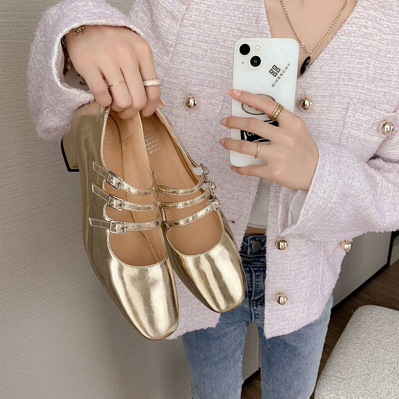 2023 new spring women pumps natural leather 22-24.5cm length cowhide+pigskin 3