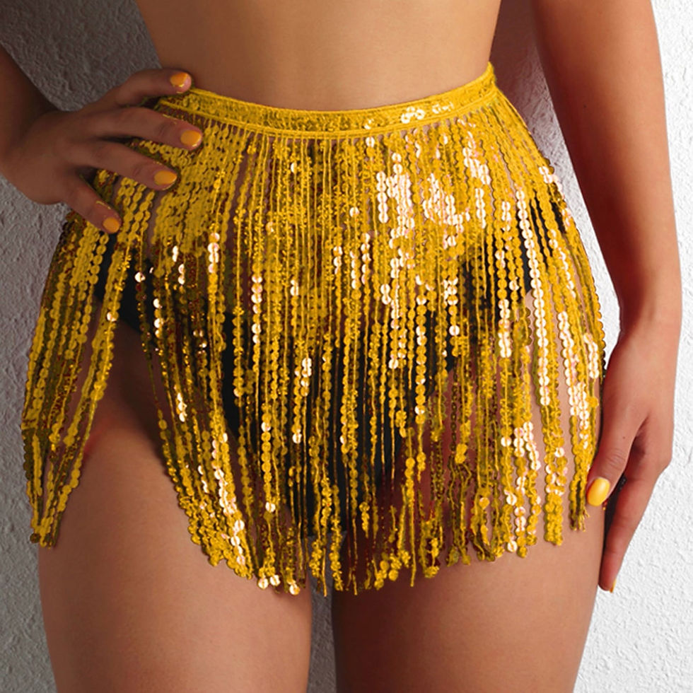 Thumbnail: Women Short Sequin Swimskirt Fringe Cover Up Skirt Beach Wrap Bikini Shiny Wrap
