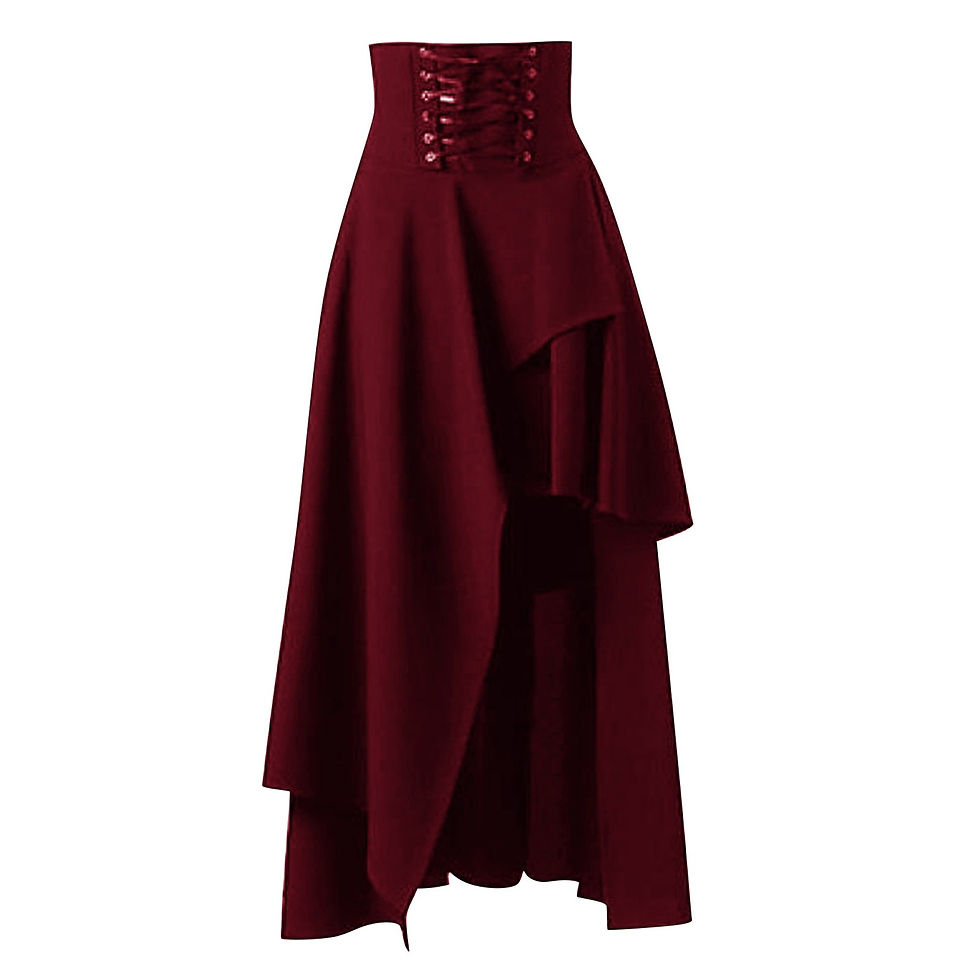 Thumbnail: Medieval Retro Women Skirt Gothic Multilayer Solid Color Punk Faldas Fashion Ba