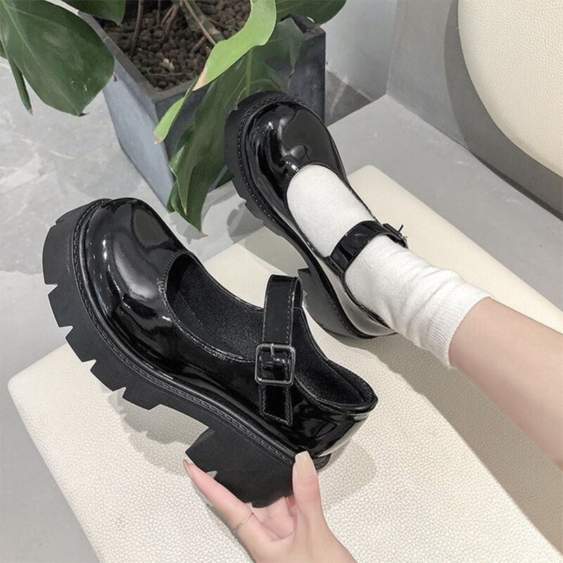 Thumbnail: Women's Platform High Heels Shoes Female Pumps Mary Janes Casual