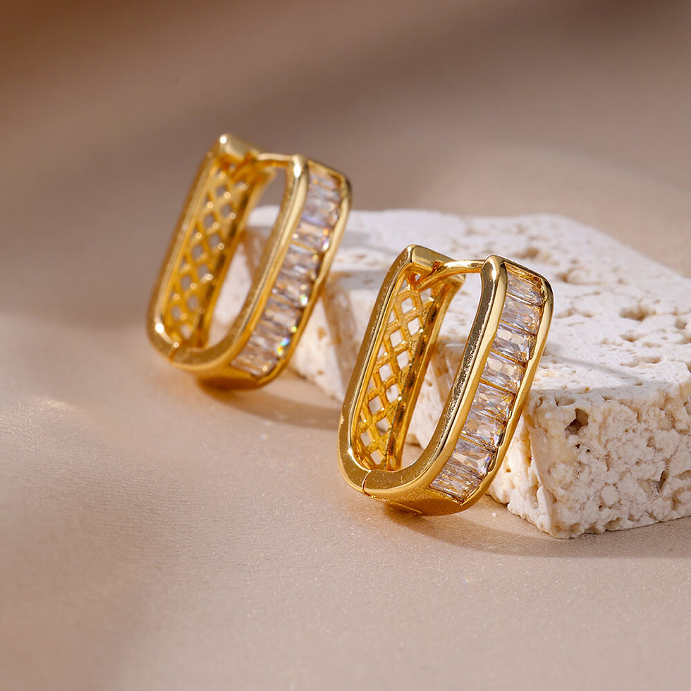 Thumbnail: U-shaped Zircon Earrings for Women Gold Color Stainless Steel Earrings 2023 Tre