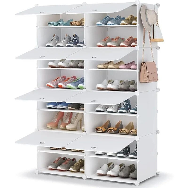 HOMIDEC Shoe Rack, 8 Tier Shoe Storage Cabinet 32 Pair Plastic Shoe Shelves Org