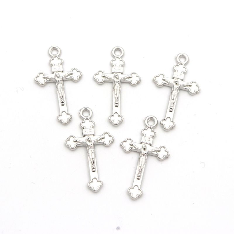 Thumbnail: 20pcs 27mm Silver Color  Italy Jesus Catholicism Cross Metal Charm Pendant