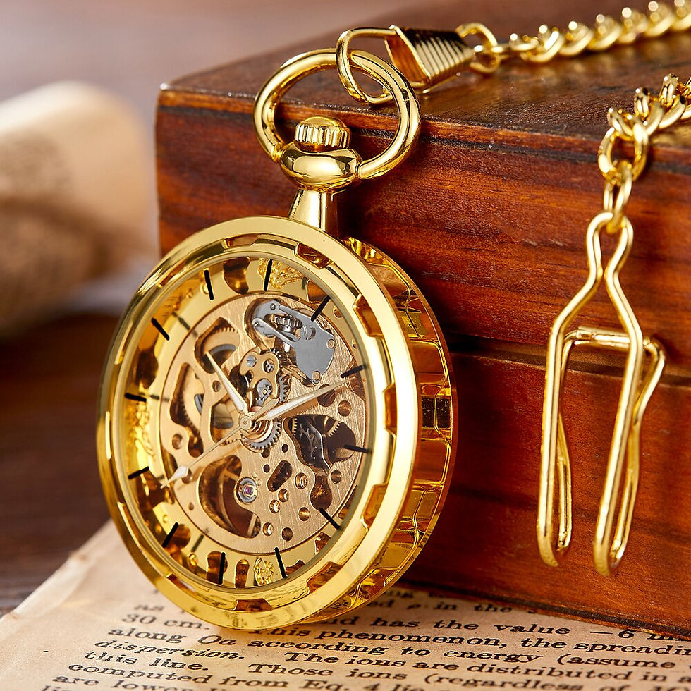 Thumbnail: Vintage Watch Necklace Steampunk Skeleton Mechanical Fob Pocket Watch Clock Pen