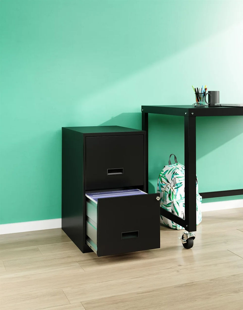Miniaturbild: Filing Cabinet 2-Drawer Steel File Cabinet with Lock, Black archiveros de ofici