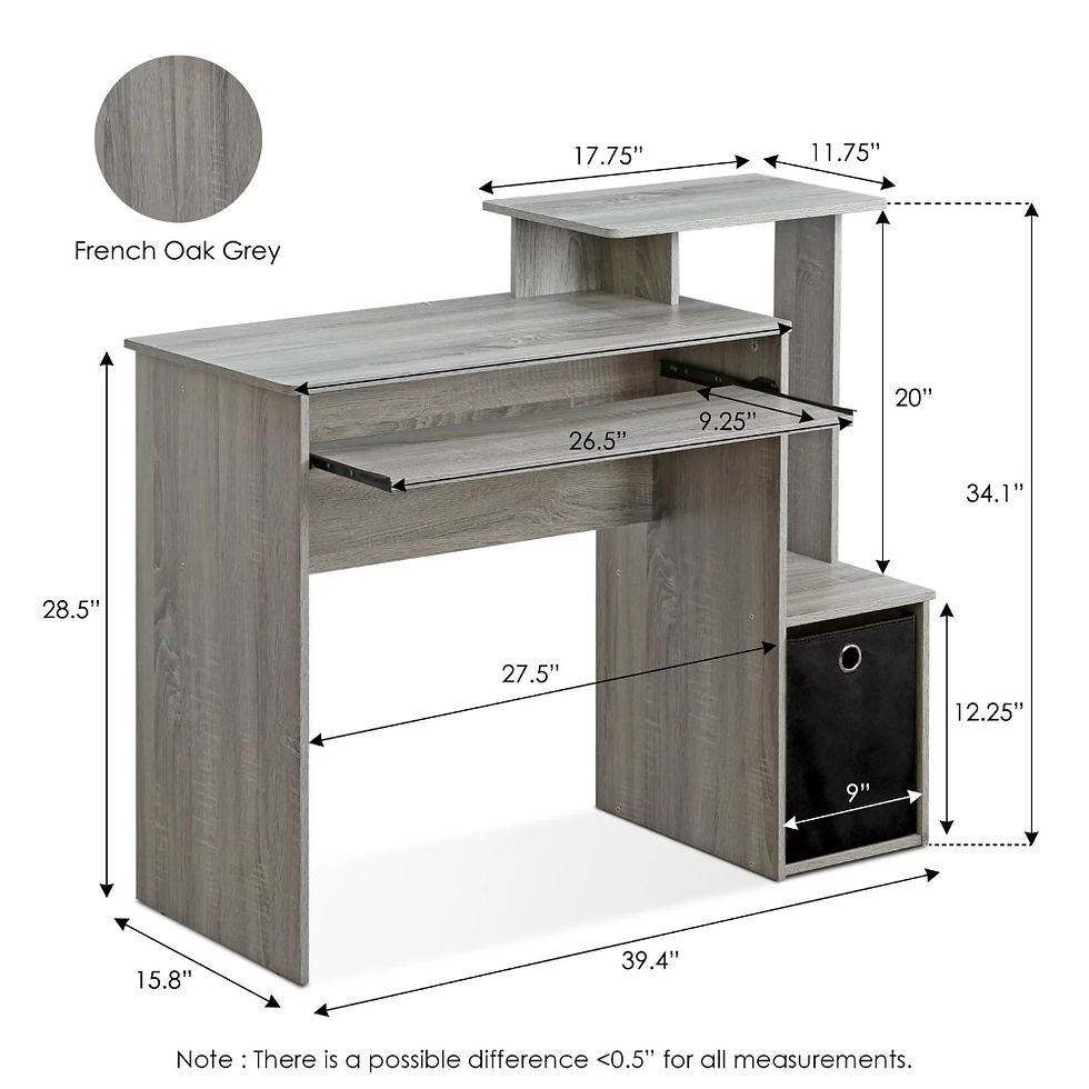 Thumbnail: NoEnName_Null Econ Multipurpose Home Office Computer Writing Desk with Bin, Fre