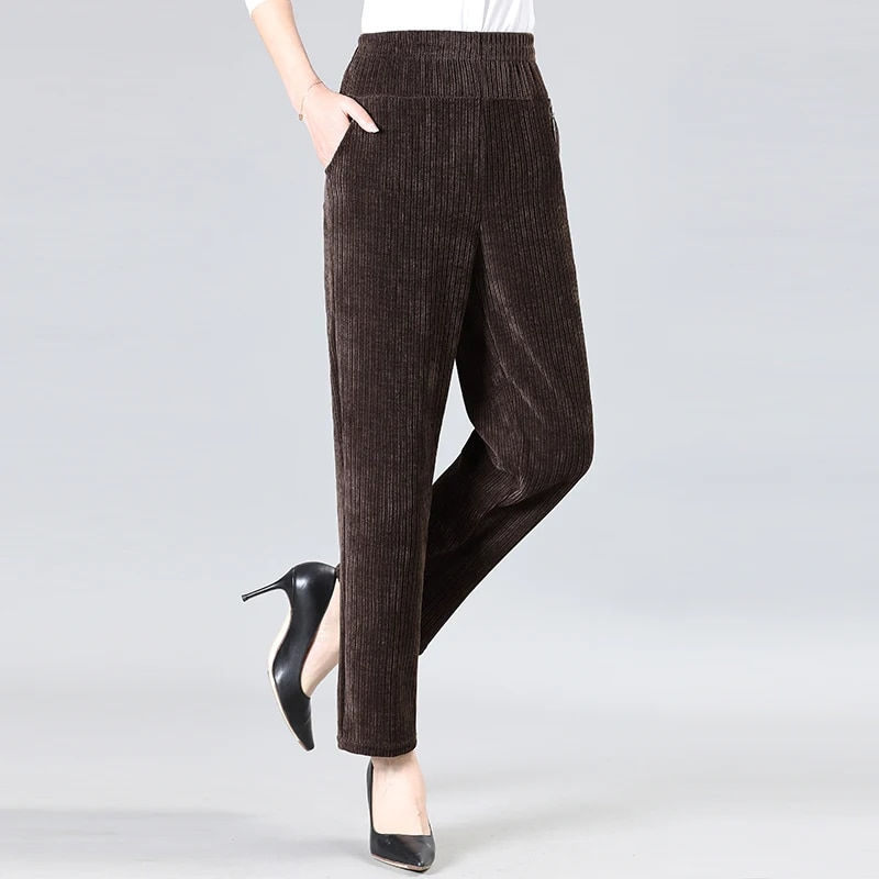 Thumbnail: Winter Women's Corduroy Plush Pants 2023 New Plus Size High Waist Loose Pants W