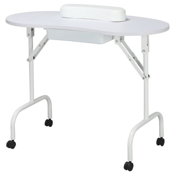 Thumbnail: Folding Manicure Table with Lockable Wheels and Bag, Black pedicure chair nail