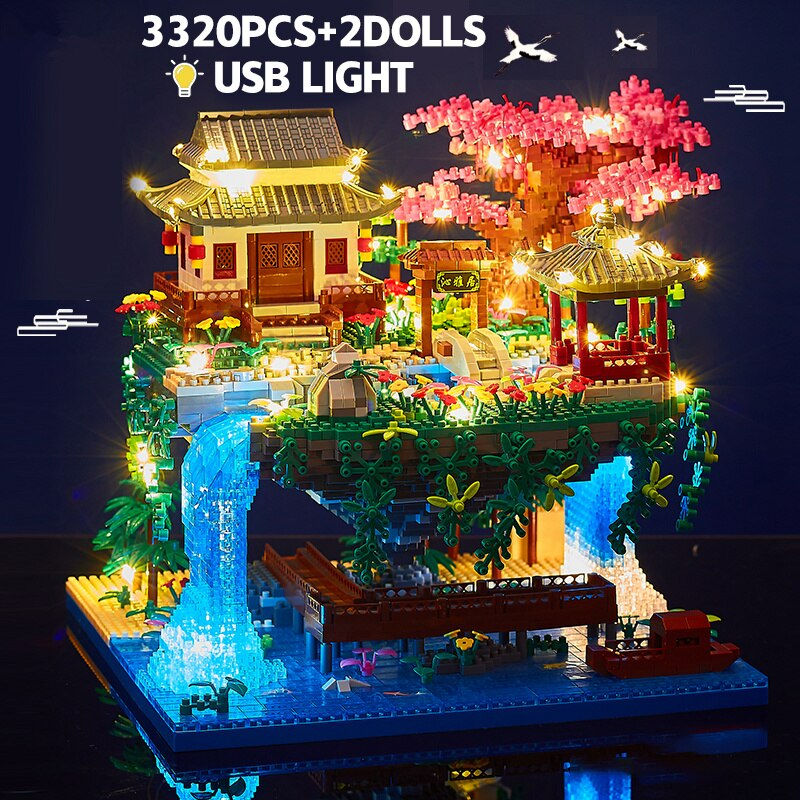 Thumbnail: 3320PCS Blocks Tree House Diamond Building Garden Architecture Waterfall Light