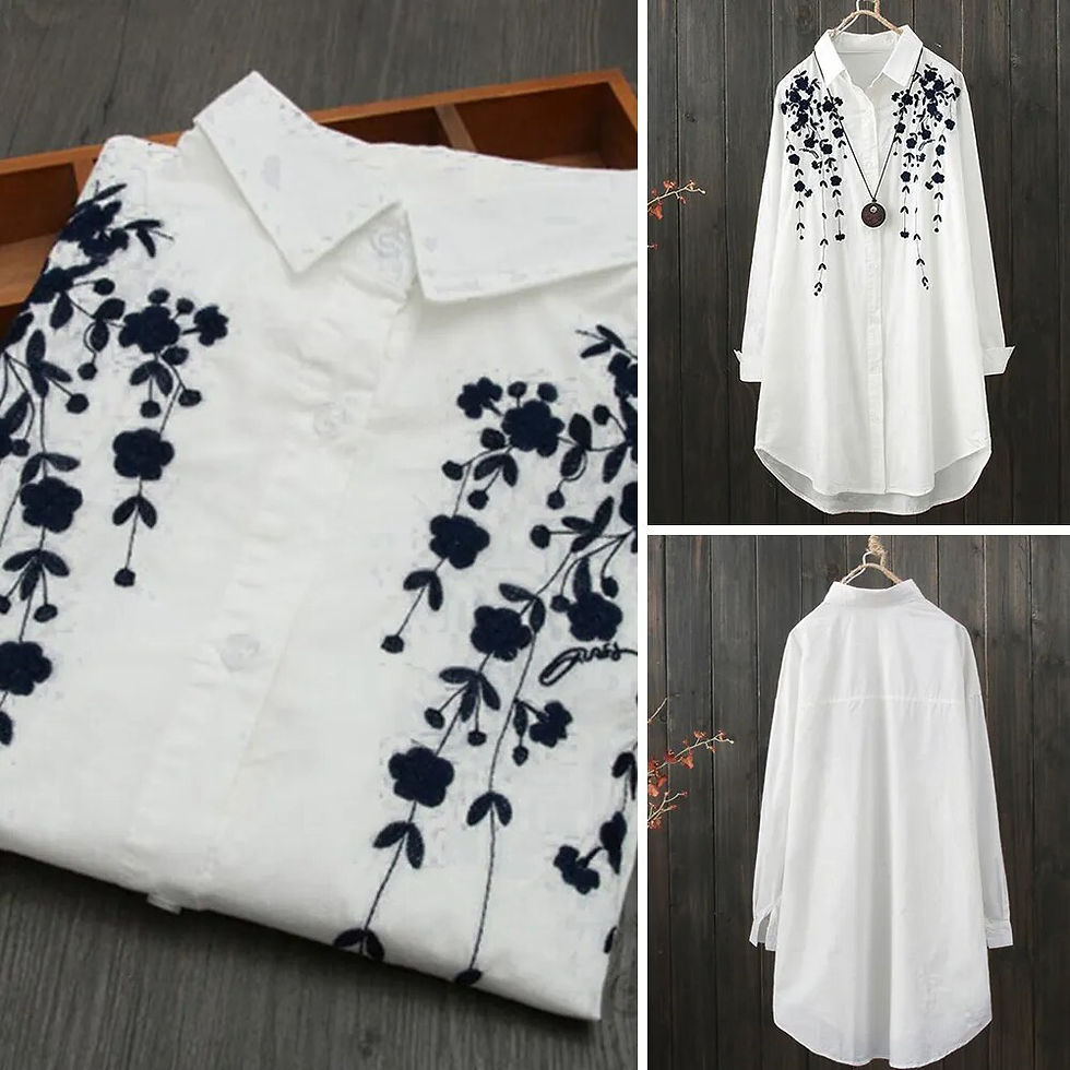 Thumbnail: Womens Autumn Winter Button V Neck Print Casual Loose Tunic Top Tee Shirt Blous