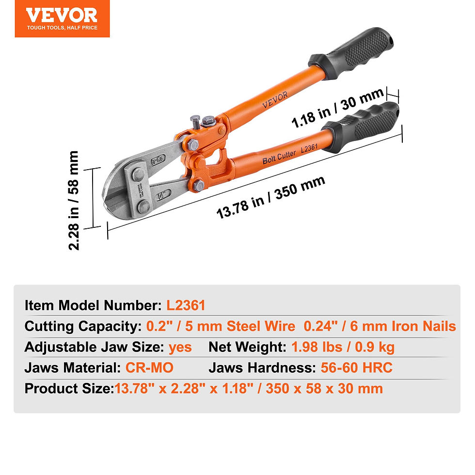 Thumbnail: VEVOR Bolt Cutter 8in/14in/18in/24in Lock Cutter Bi-Material Handle with Soft R