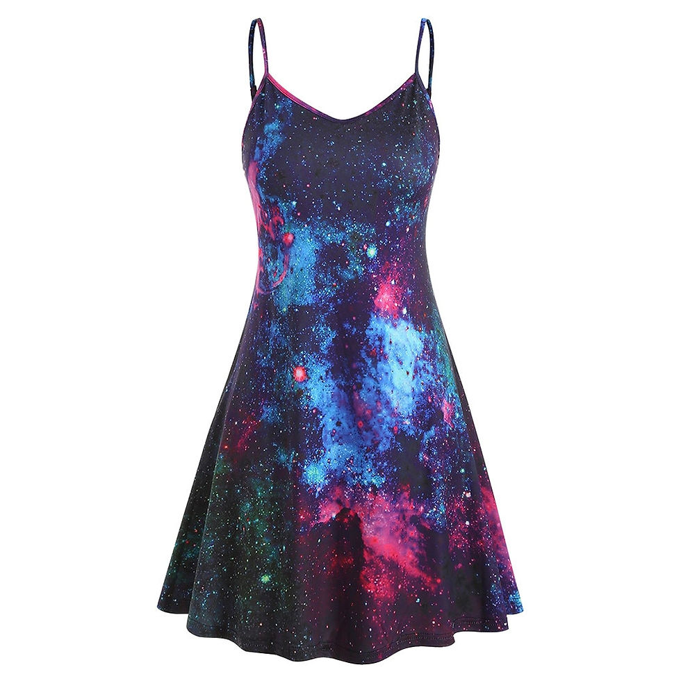 Thumbnail: Plus Size Dresses for Women Gothic Sun Moon Print Spaghetti Strap Dress Girls S