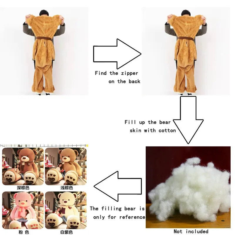Miniatiūra: 80-200cm New Giant Teddy Skin Plush Toy Soft Big Animal Scarf Bear Doll Empty C