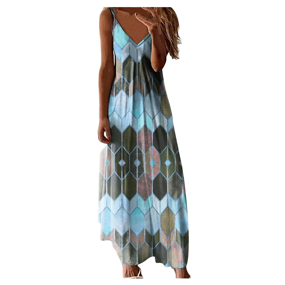 תמונה ממוזערת: Summer Dresses For Women Vest Dress Plus Size Print V-neck Sleeveless Long