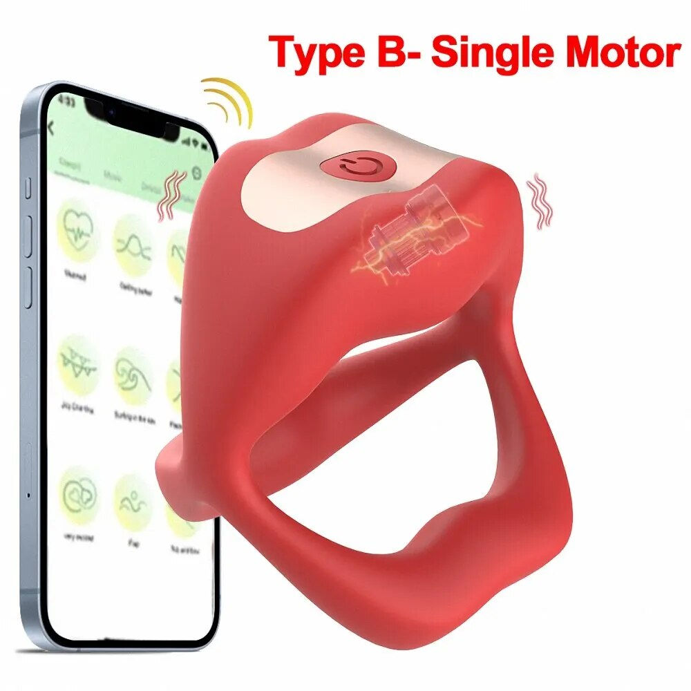 Vibrating Cock Ring Lip Shaped Penis Rings Vibrator Male Erection Enhancing Mas